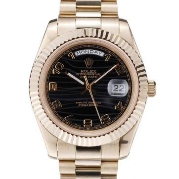 AAA Replica Watches Dial Daytona Black Gold Black Case Leather Rose Strap Rolex 0817
